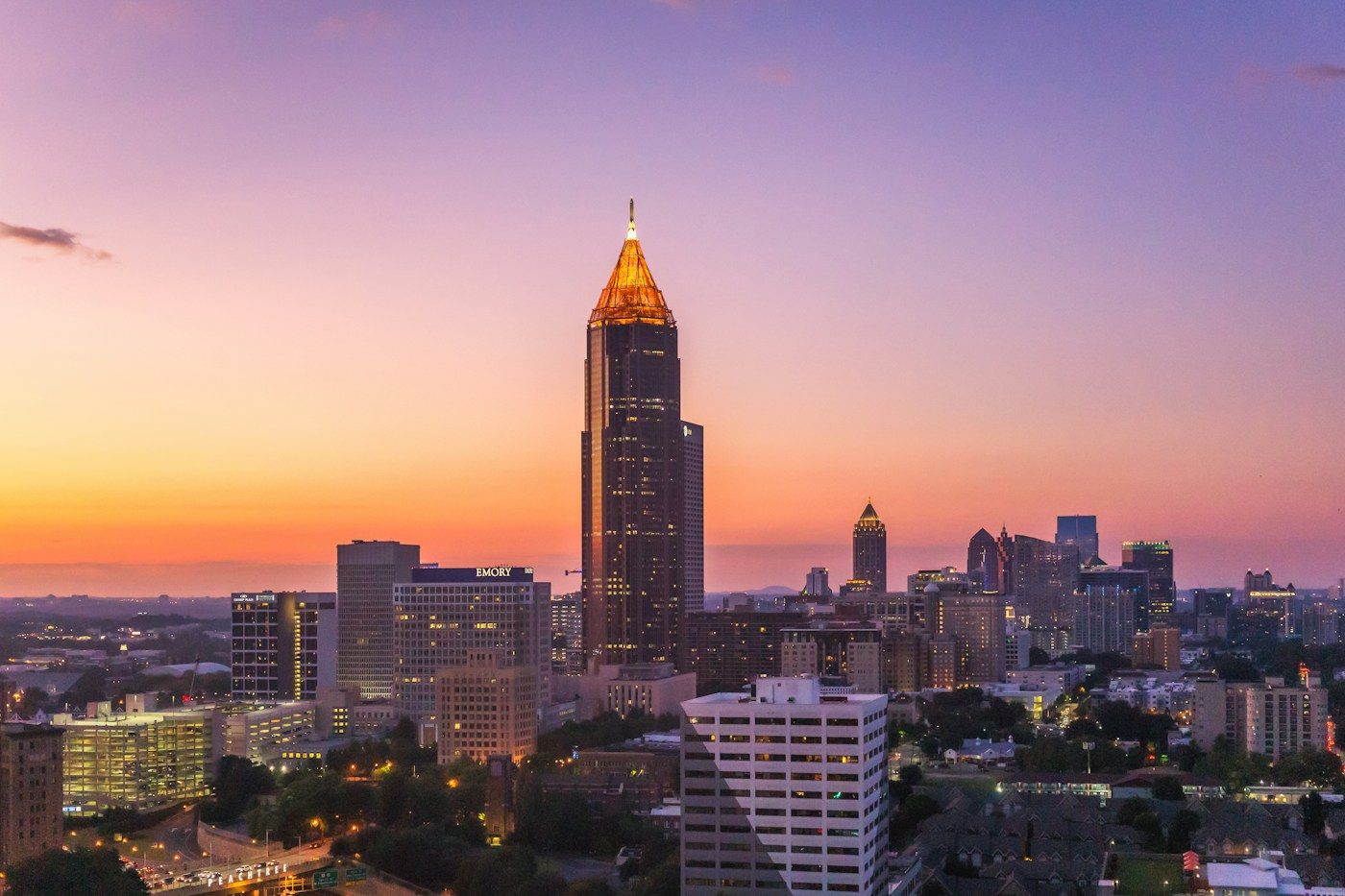 Horizonte de Atlanta al atardecer